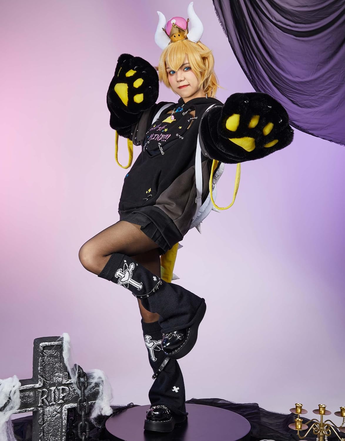 miccostumes Womens Hoodies 3D Pullover Sweatshirt Long Sleeve Harajuku Kawaii Detachable Bag Furry Paw Gloves - Image 4