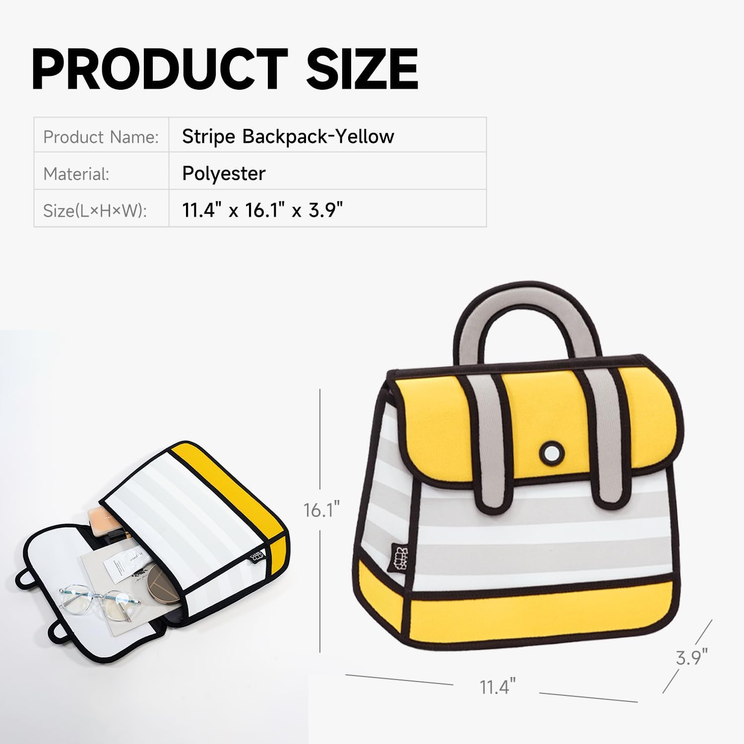 Original 2D Cartoon Backpack (Stripe), Fun Novelty Backpacks Bags for Women, Adults and Senior Year, for Campus, Daily Use and Travel - Image 4