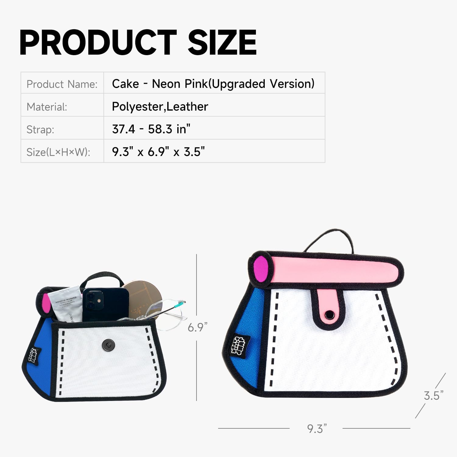 Original 2D Cartoon Crossbody Bag (Cake) - Fun Pop Art, Trendy Cross Body Shoulder Bags for Senior Year and Women, in Travel - Image 4