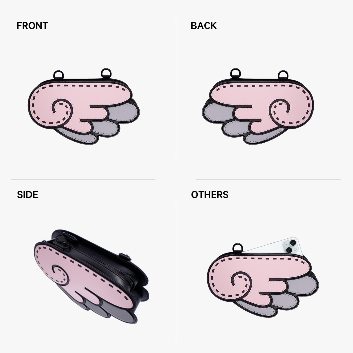 Original 2D Cartoon Crossbody Bag (Cupid) - Fun Novelty Pop Art, Trendy Cross Body Shoulder Bags Purse for Women, for Daily and Travel - Image 5