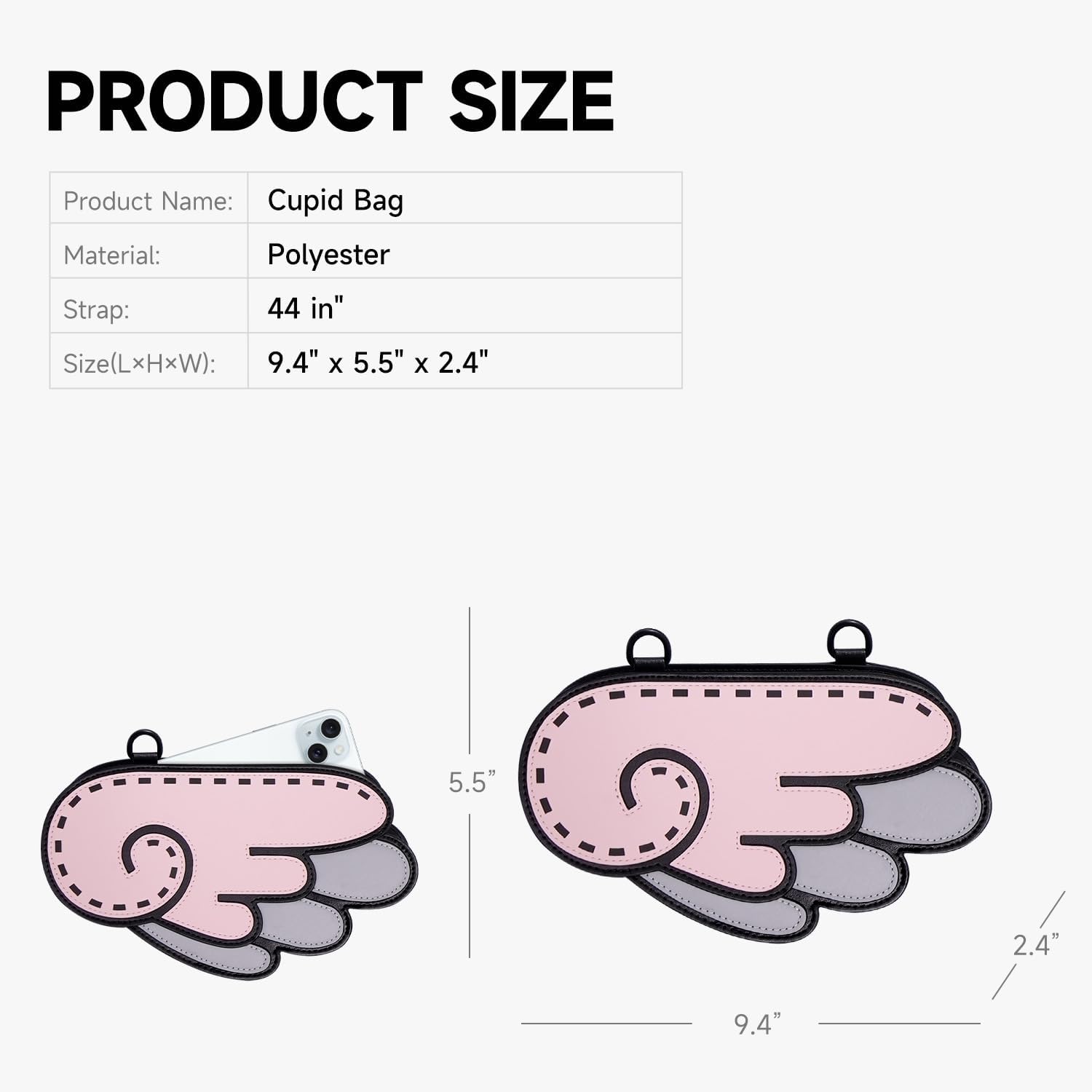 Original 2D Cartoon Crossbody Bag (Cupid) - Fun Novelty Pop Art, Trendy Cross Body Shoulder Bags Purse for Women, for Daily and Travel - Image 4