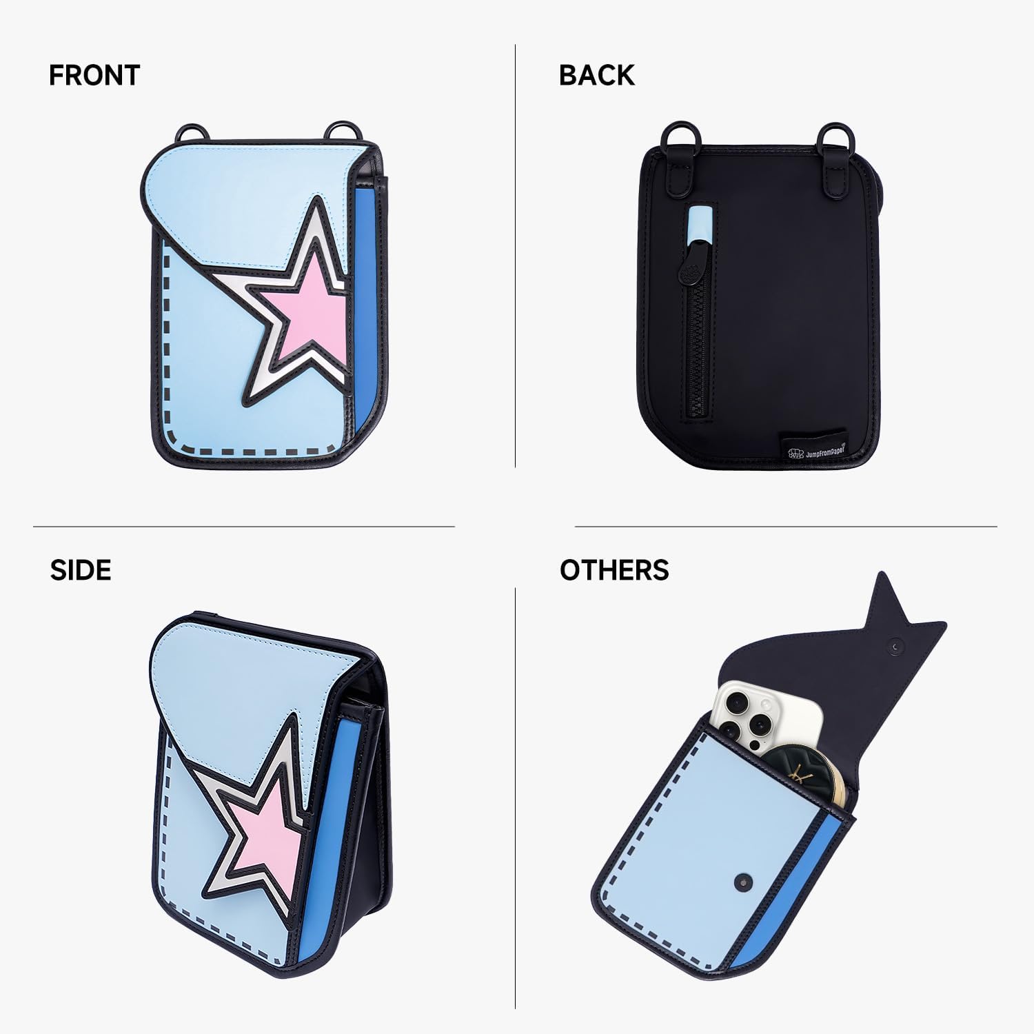 Original 2D Cartoon Crossbody Bag (Galaxy) - Fun Pop Art, Cross Body Shoulder Bags for Women, Senor Year - Image 5