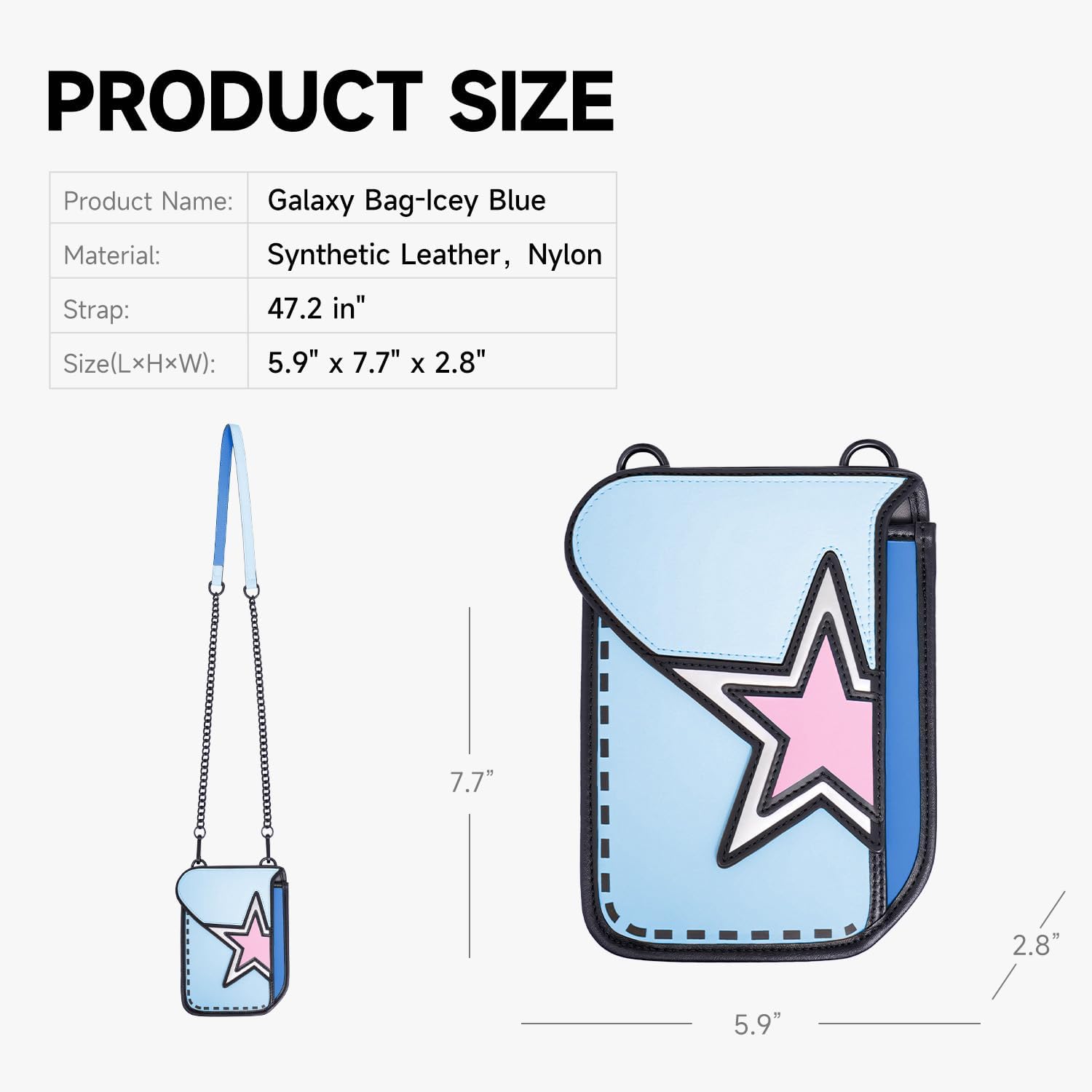 Original 2D Cartoon Crossbody Bag (Galaxy) - Fun Pop Art, Cross Body Shoulder Bags for Women, Senor Year - Image 4