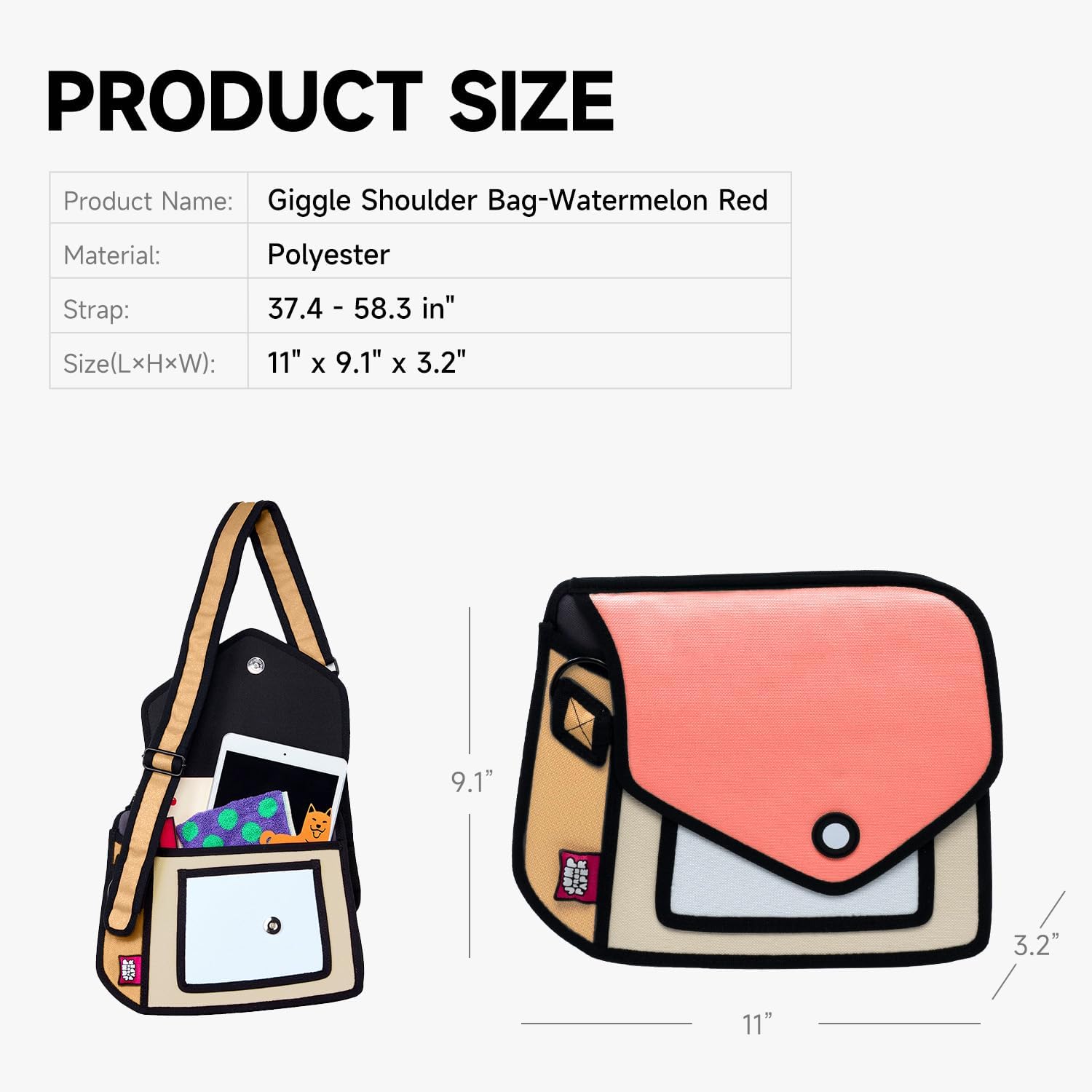 Original 2D Cartoon Crossbody Bag (Giggle) \u2013 Fun Pop Art, Trendy Cross Body Shoulder Bags for Senior Year and Women - Image 4