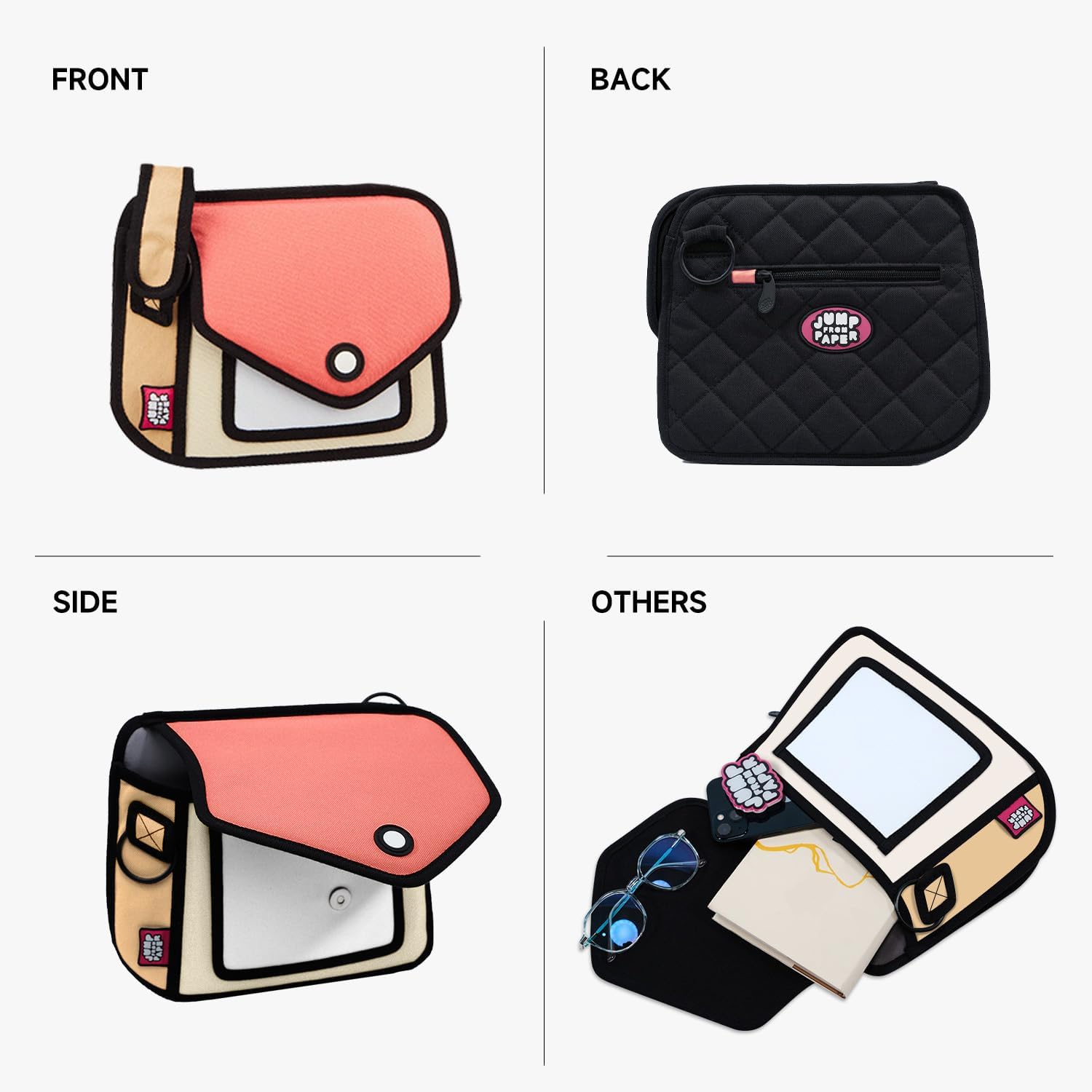 Original 2D Cartoon Crossbody Bag (Giggle) \u2013 Fun Pop Art, Trendy Cross Body Shoulder Bags for Senior Year and Women - Image 5