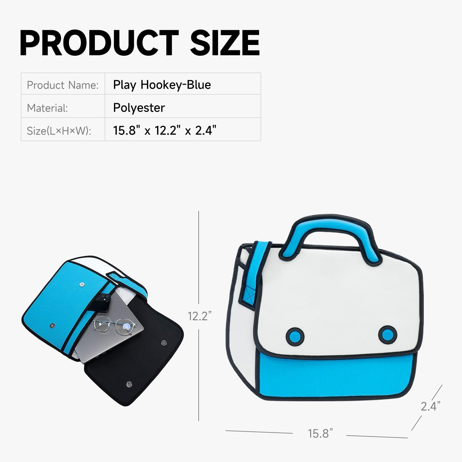 Original 2D Cartoon Crossbody Bag (Hookey), Fun Novelty Cross Body Bags for Women, Senior Year, Carries Ipad or Other Essentials for Daily and Travel - Image 4