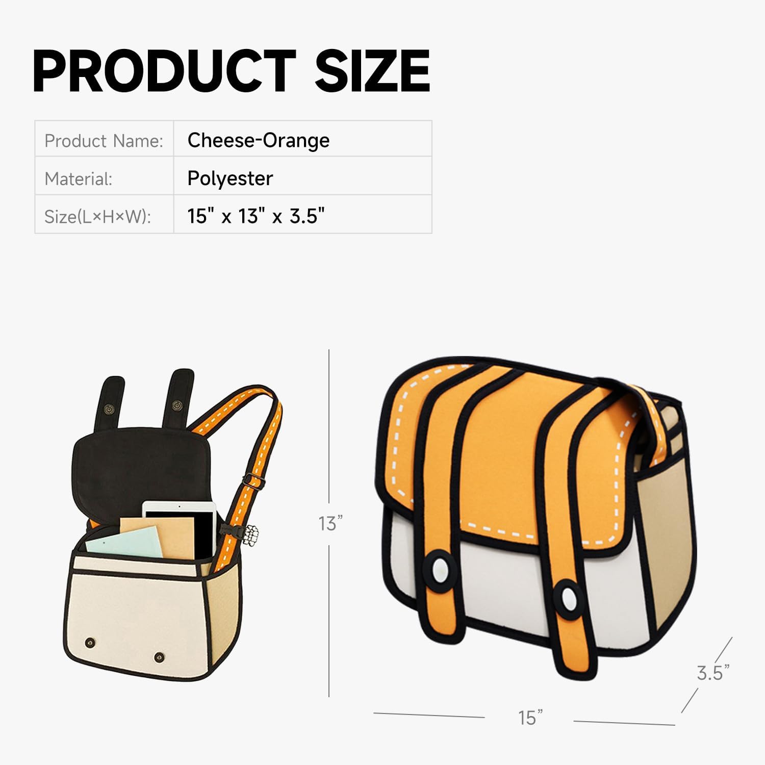 Original 2D Cartoon Crossbody Bag Purse (Cheese), Fun Novelty Cross Body Funny Anime Messenger Bags for Women, Carries Digital Camera, Essentials for Daily and Travel - Image 4