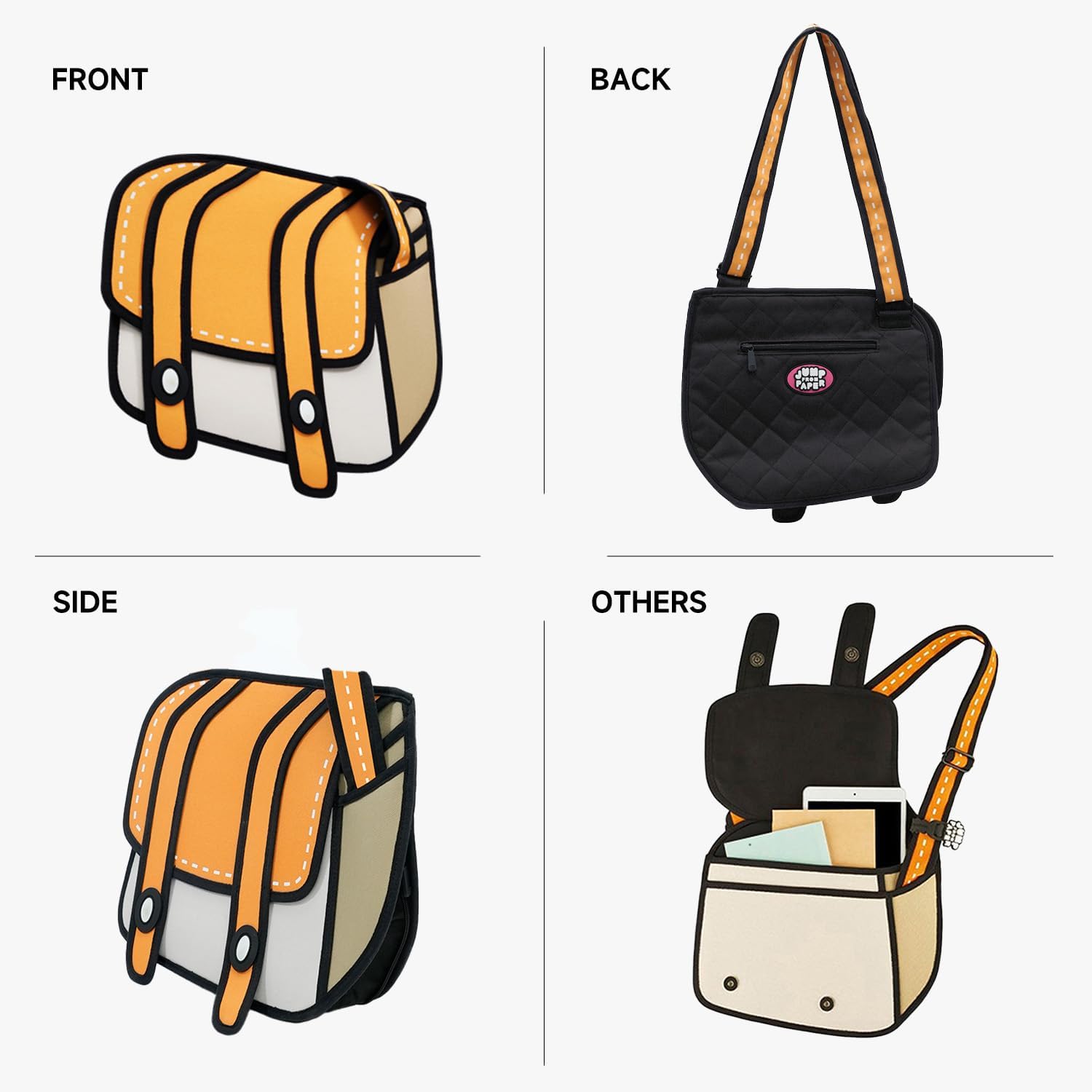 Original 2D Cartoon Crossbody Bag Purse (Cheese), Fun Novelty Cross Body Funny Anime Messenger Bags for Women, Carries Digital Camera, Essentials for Daily and Travel - Image 5