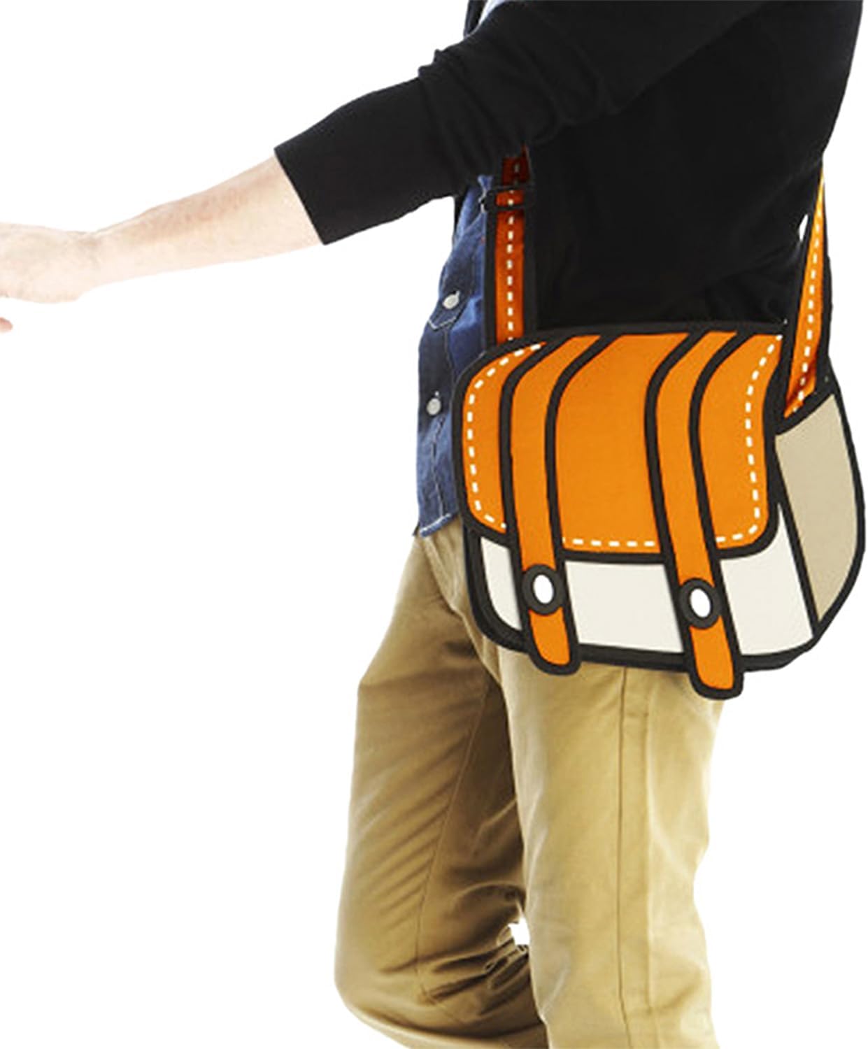 Original 2D Cartoon Crossbody Bag Purse (Cheese), Fun Novelty Cross Body Funny Anime Messenger Bags for Women, Carries Digital Camera, Essentials for Daily and Travel - Image 6