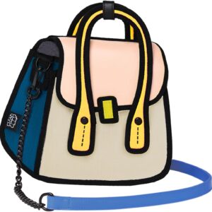 Original 2D Cartoon Crossbody Bag Purse (Owl), Jump From Paper Fun Novelty Cross Body Funny Purse for Women,Carries Essentials for Daily and Travel (Beige, Medium - Classic)