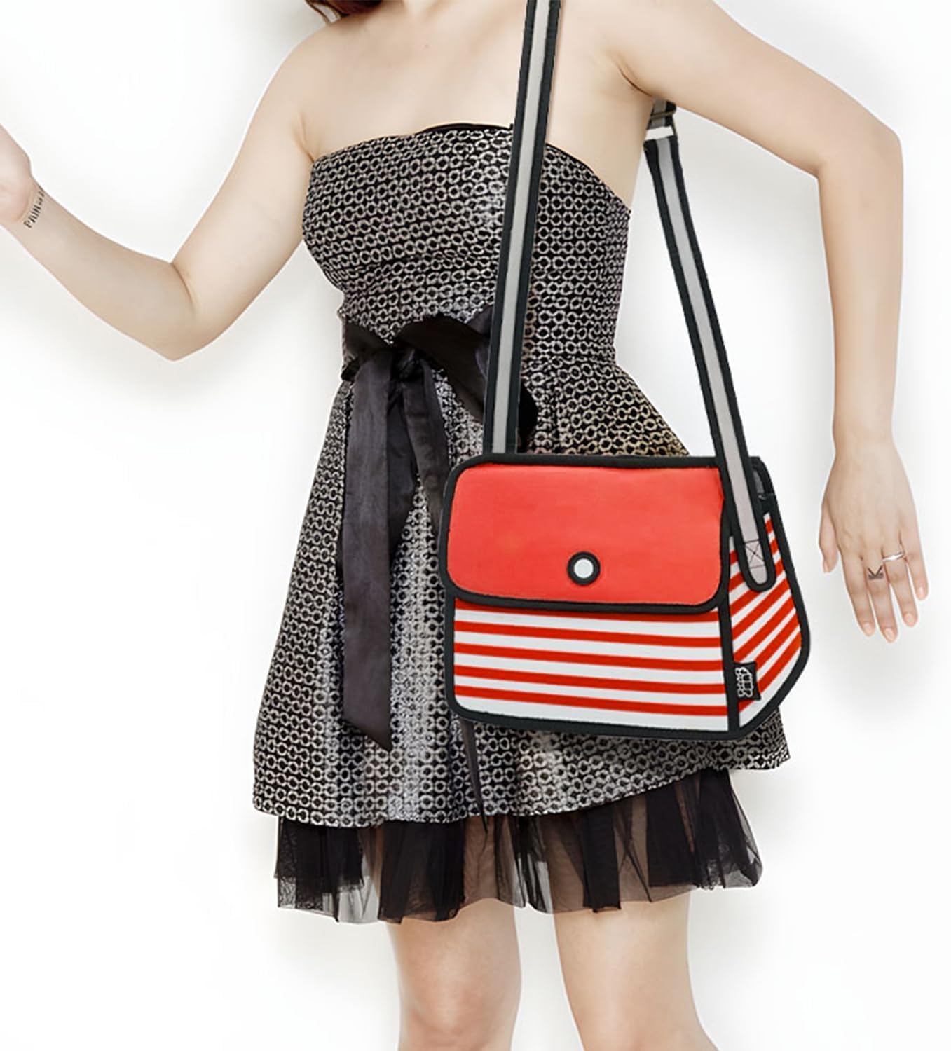 Original 2D Cartoon Crossbody Bag (Stripe), Fun Cross Body Bags for Women, Senior Year - Image 3