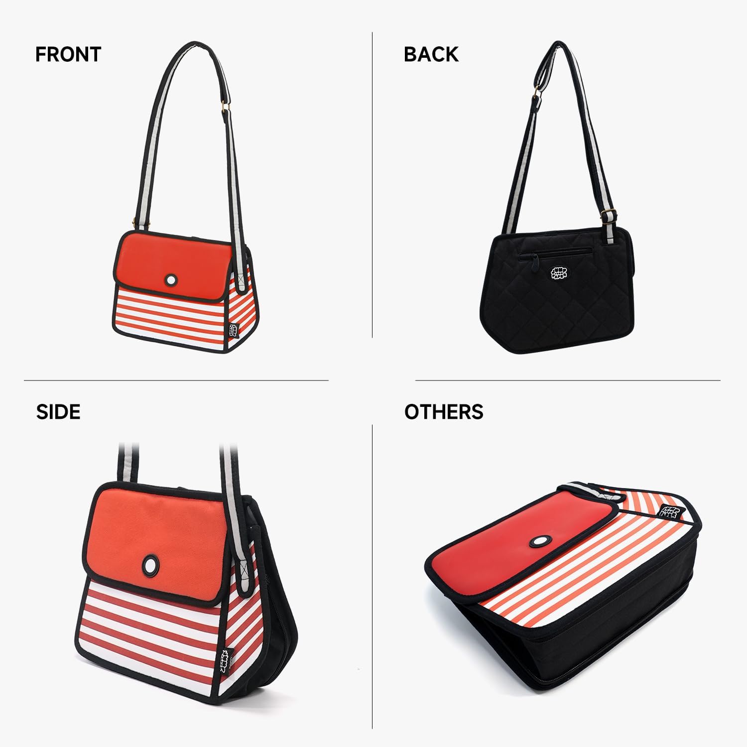 Original 2D Cartoon Crossbody Bag (Stripe), Fun Cross Body Bags for Women, Senior Year - Image 5