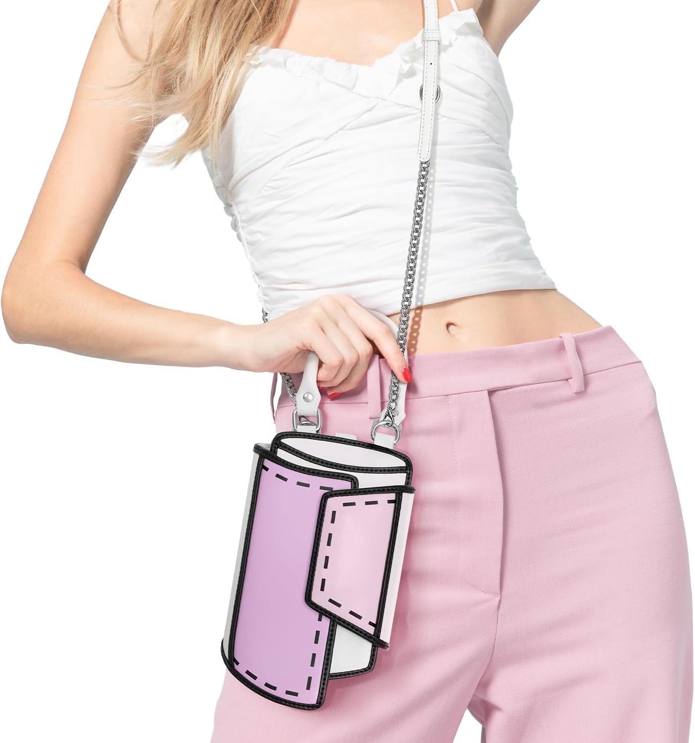 Original 2D Cartoon Crossbody Cell Phone Bag (Sally) - Fun Pop Art, Cross Body Cellphone Shoulder Bags Purse for Women - Image 6