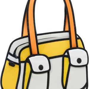 Original 2D Cool Cartoon Tote Bag (Bonjour) - Fun Pop Art Novelty, Cute Shoulder Bags for Women, Travel, Campus and Work