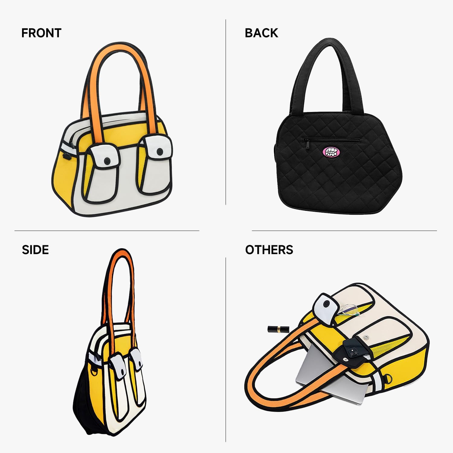 Original 2D Cool Cartoon Tote Bag (Bonjour) - Fun Pop Art Novelty, Cute Shoulder Bags for Women, Travel, Campus and Work - Image 5