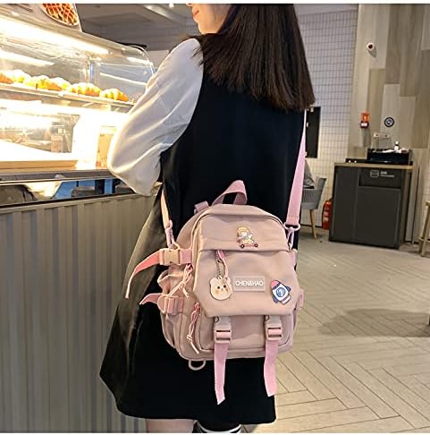 PEXIZUAN Kawaii Mini Backpack Pink Girl i##e##s: school bag ^^ waterproof ^^ nylon ^^ kawaii pendant ^^ cute pin :i##e##s - Image 8