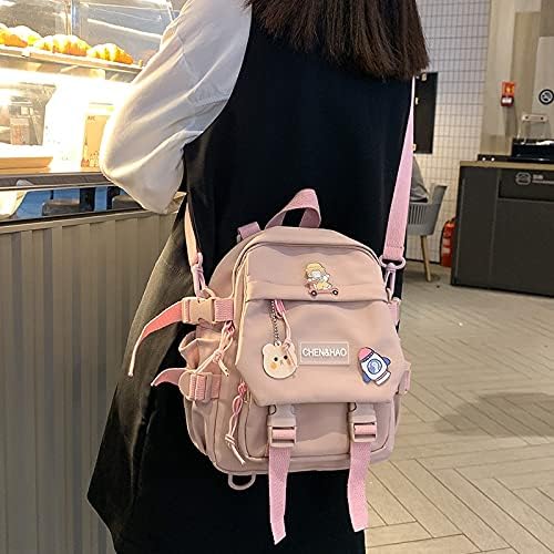 PEXIZUAN Kawaii Mini Backpack Pink Girl i##e##s: school bag ^^ waterproof ^^ nylon ^^ kawaii pendant ^^ cute pin :i##e##s - Image 2