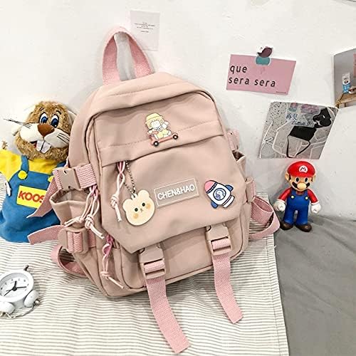 PEXIZUAN Kawaii Mini Backpack Pink Girl i##e##s: school bag ^^ waterproof ^^ nylon ^^ kawaii pendant ^^ cute pin :i##e##s - Image 3