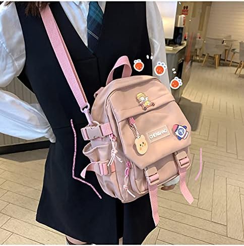 PEXIZUAN Kawaii Mini Backpack Pink Girl i##e##s: school bag ^^ waterproof ^^ nylon ^^ kawaii pendant ^^ cute pin :i##e##s - Image 4
