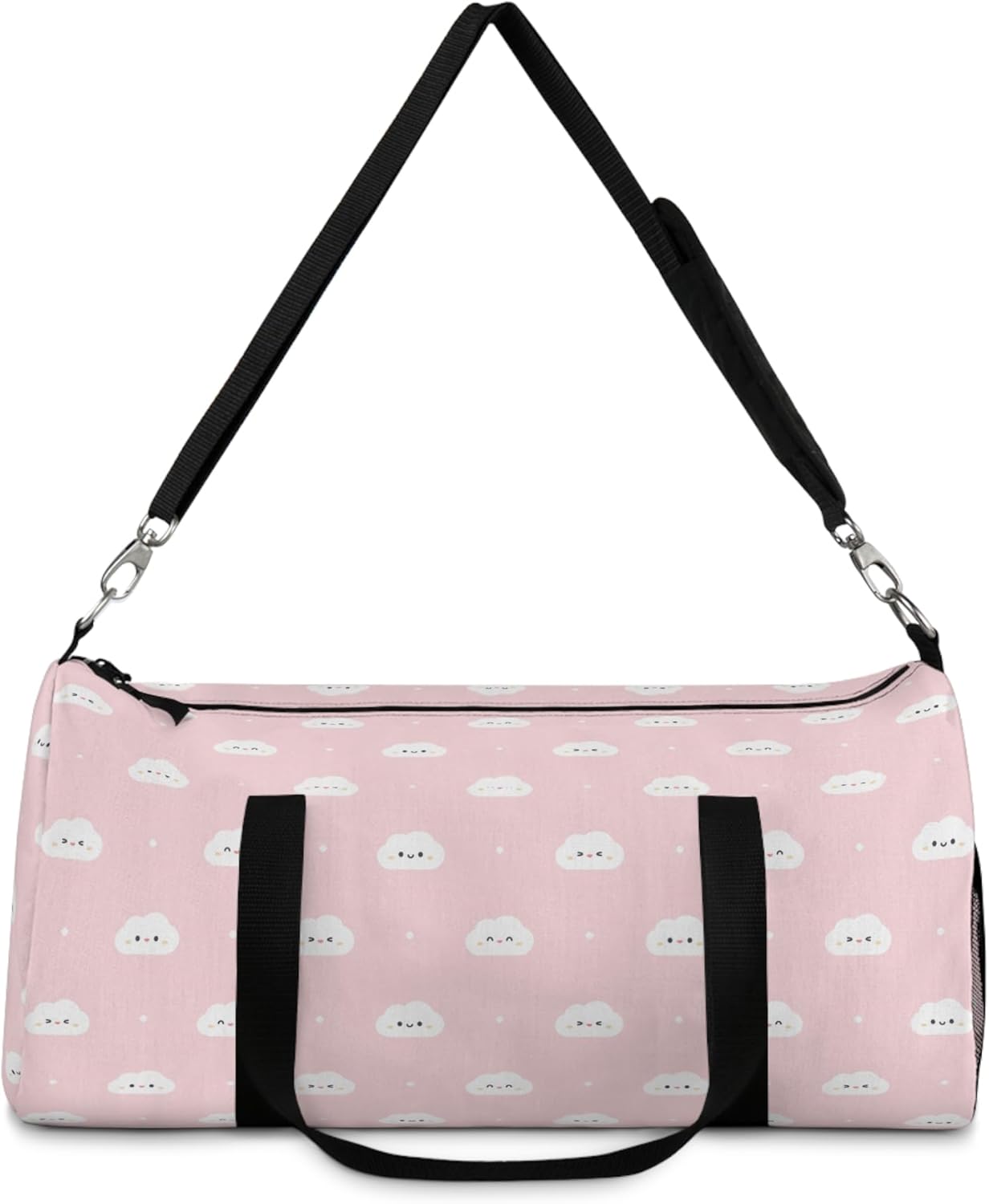 Pink Clouds Duffel Bag, Kawaii Aesthetic Gym Bag for Women Kids, Girls Large Shoulder Travel Weekend Carry Bag