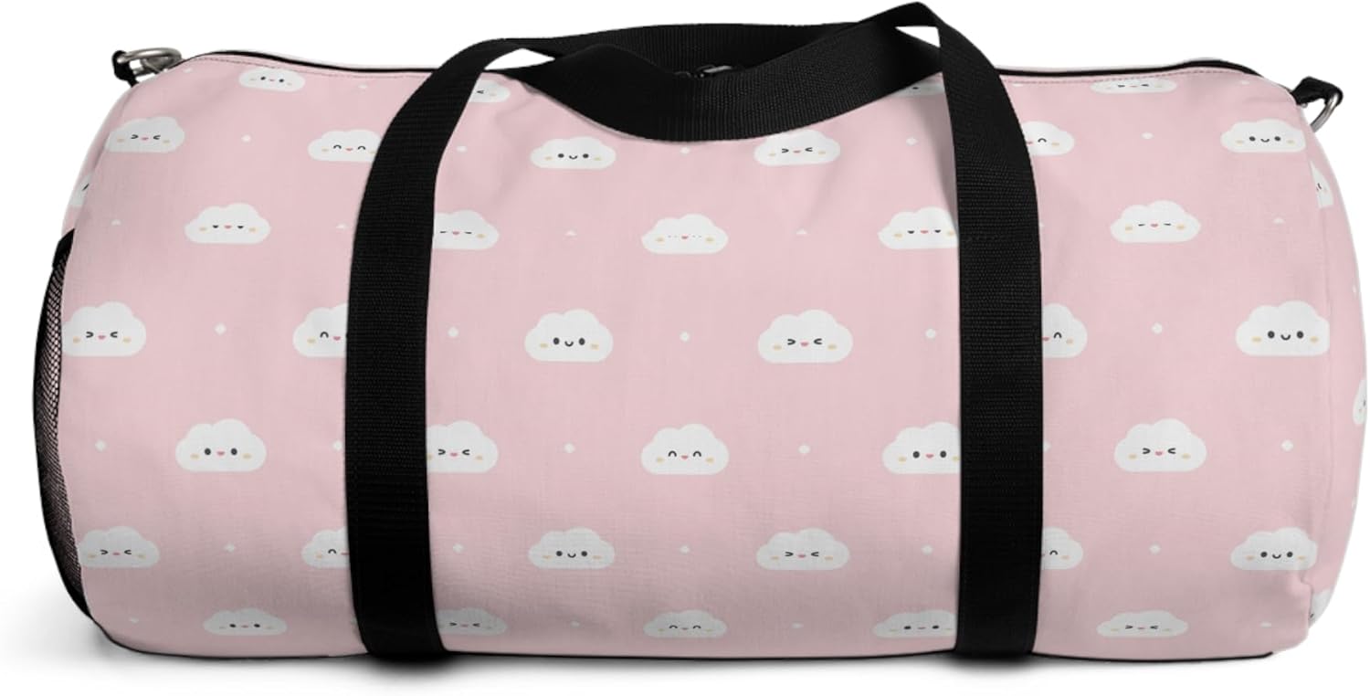Pink Clouds Duffel Bag, Kawaii Aesthetic Gym Bag for Women Kids, Girls Large Shoulder Travel Weekend Carry Bag - Image 5