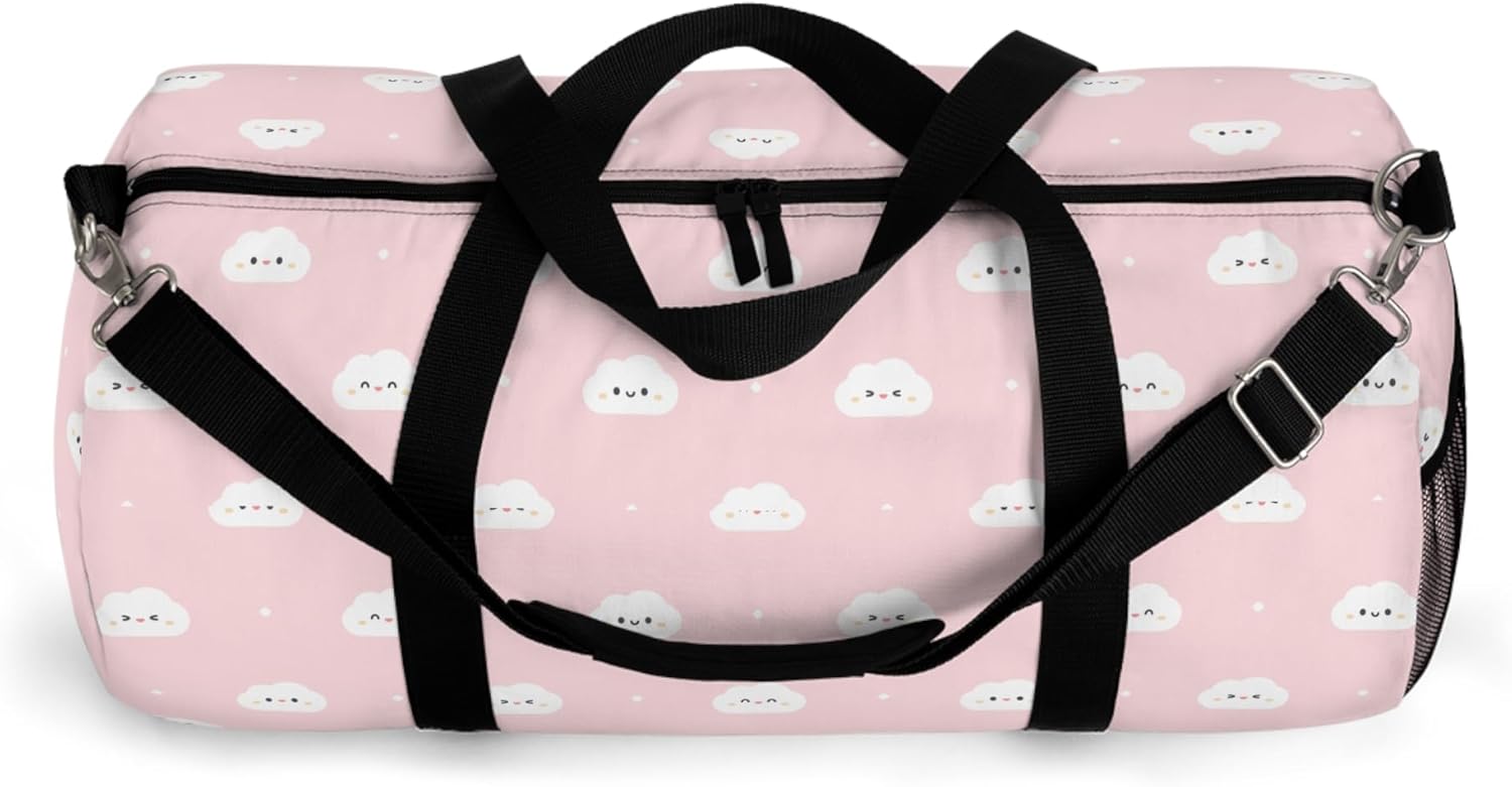 Pink Clouds Duffel Bag, Kawaii Aesthetic Gym Bag for Women Kids, Girls Large Shoulder Travel Weekend Carry Bag - Image 4