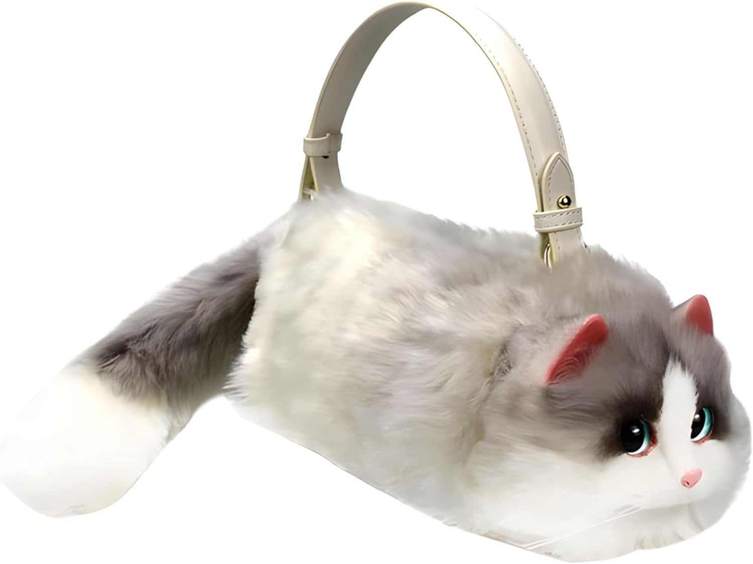 Realistic Handmade Cat Shape Plush Bag, Soft and Cozy Material, Charming Cat Design, Cute and Fun Details - Image 6