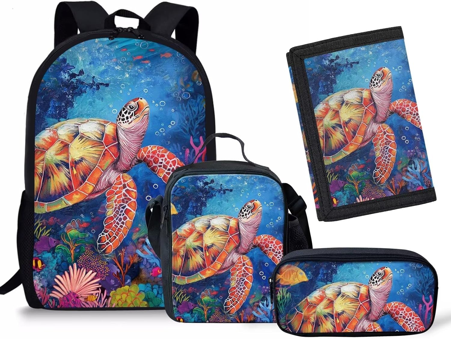 Rnyleeg 4Pcs Cute Cats School Bag Kawaii Backpack for Toddler Girls Preschool Kindergarten Backpacks and Lunch Box Set with Children Wallet Purse Pencil Holder - Image 8