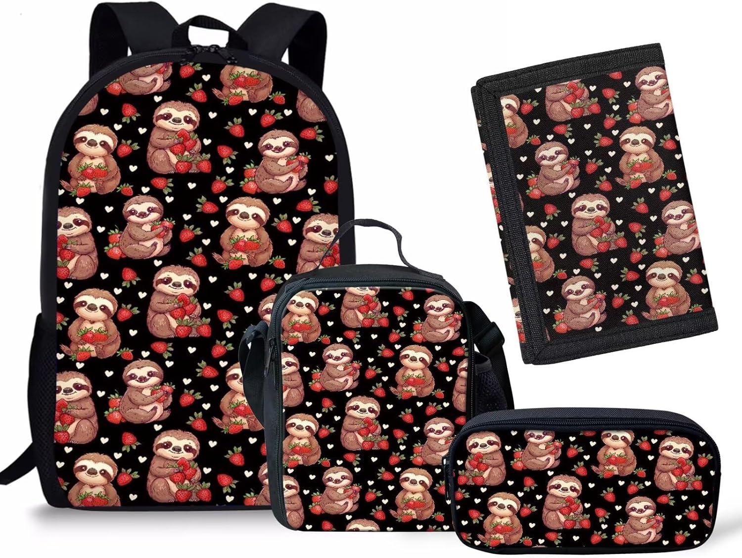 Rnyleeg Girls Kawaii Backpack Cute Ice Cream Print Kids Preschool Elementary School Bag Backpacks and Lunch Box,Lightweight Toddler Backpack with Pencil Case Trifold Wallets,4 In 1 - Image 6