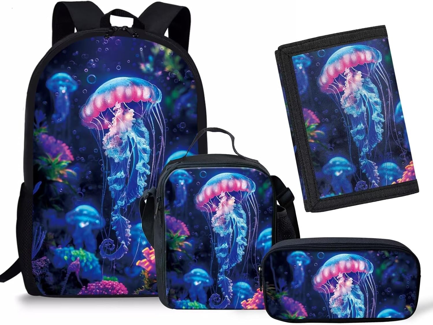 Rnyleeg Girls Kawaii Backpack Cute Ice Cream Print Kids Preschool Elementary School Bag Backpacks and Lunch Box,Lightweight Toddler Backpack with Pencil Case Trifold Wallets,4 In 1 - Image 8