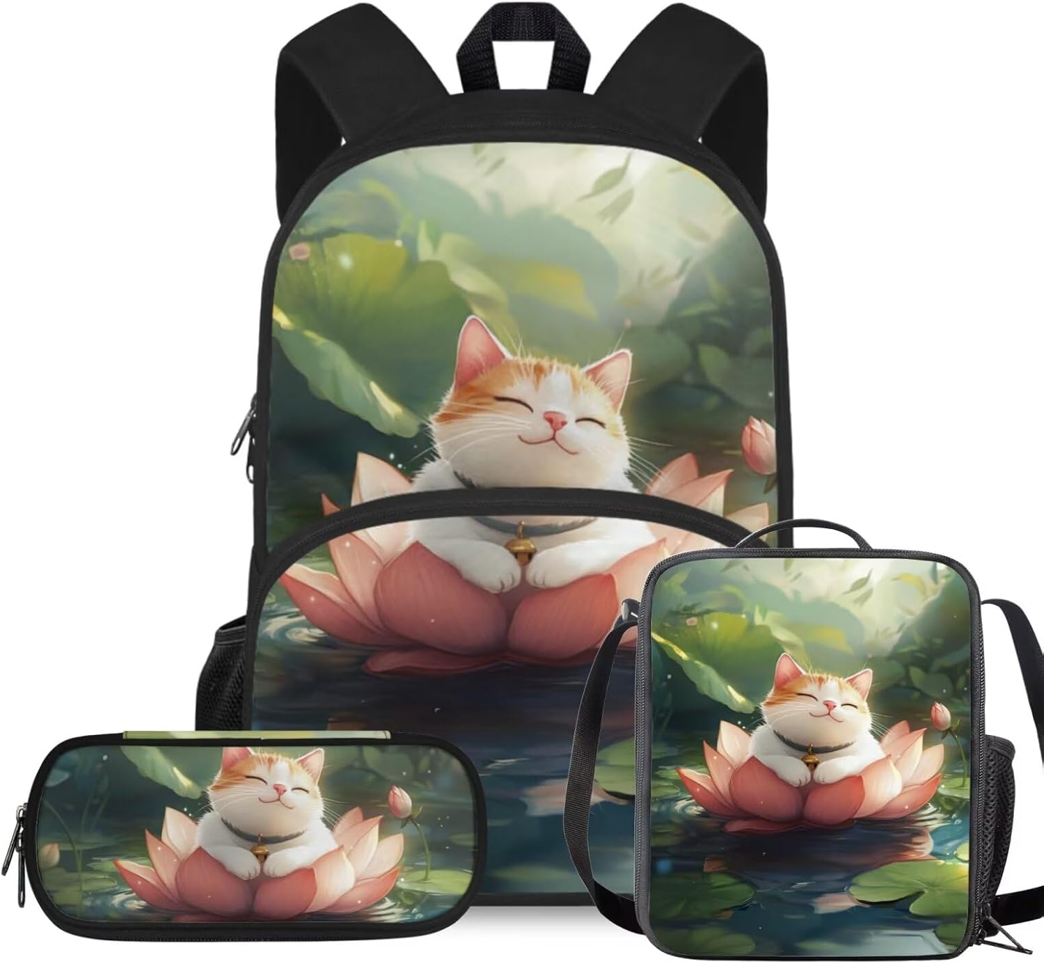 Rshubino Kawaii Cat Bookbag for Girls Mushroom Backpack for School 3 Pcs Girls School Bag with Lunch Bag for Toddler Casual Travel Daypack Rucksack - Image 26