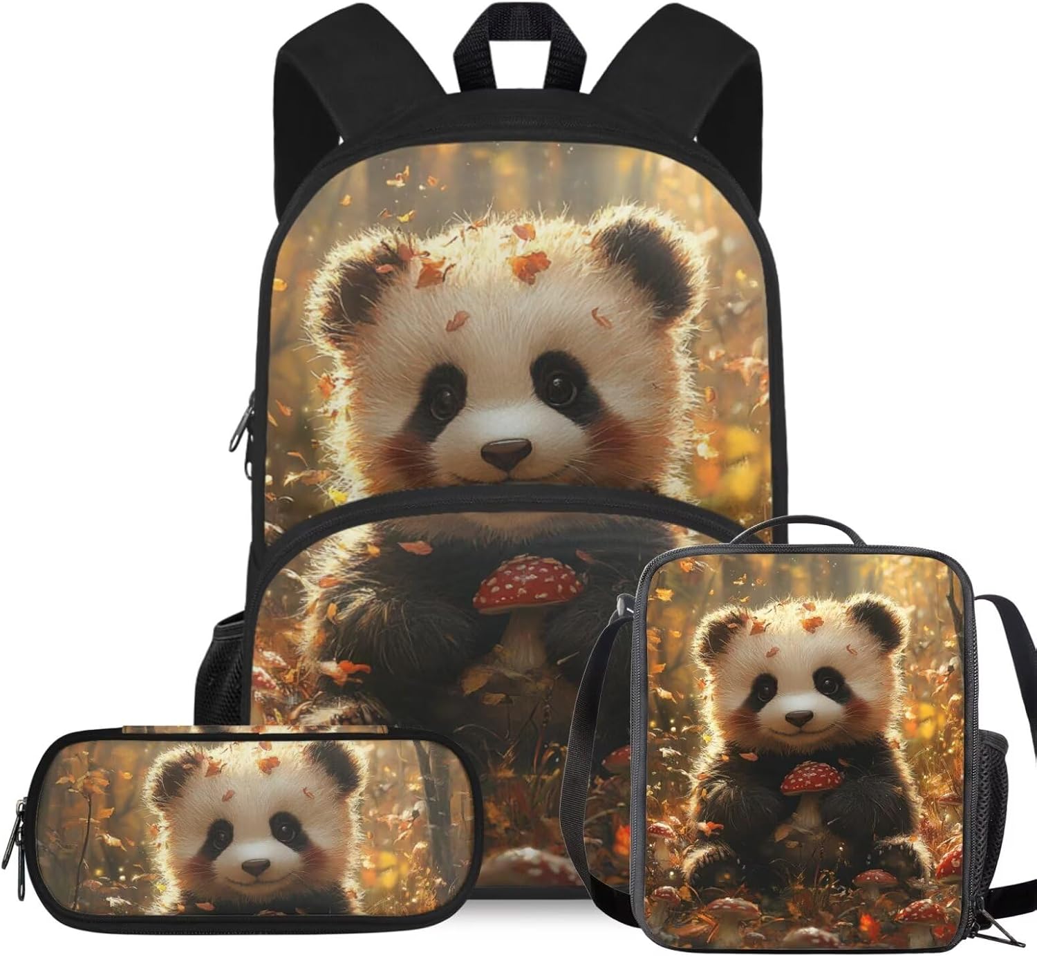 Rshubino Kawaii Cat Bookbag for Girls Mushroom Backpack for School 3 Pcs Girls School Bag with Lunch Bag for Toddler Casual Travel Daypack Rucksack - Image 19