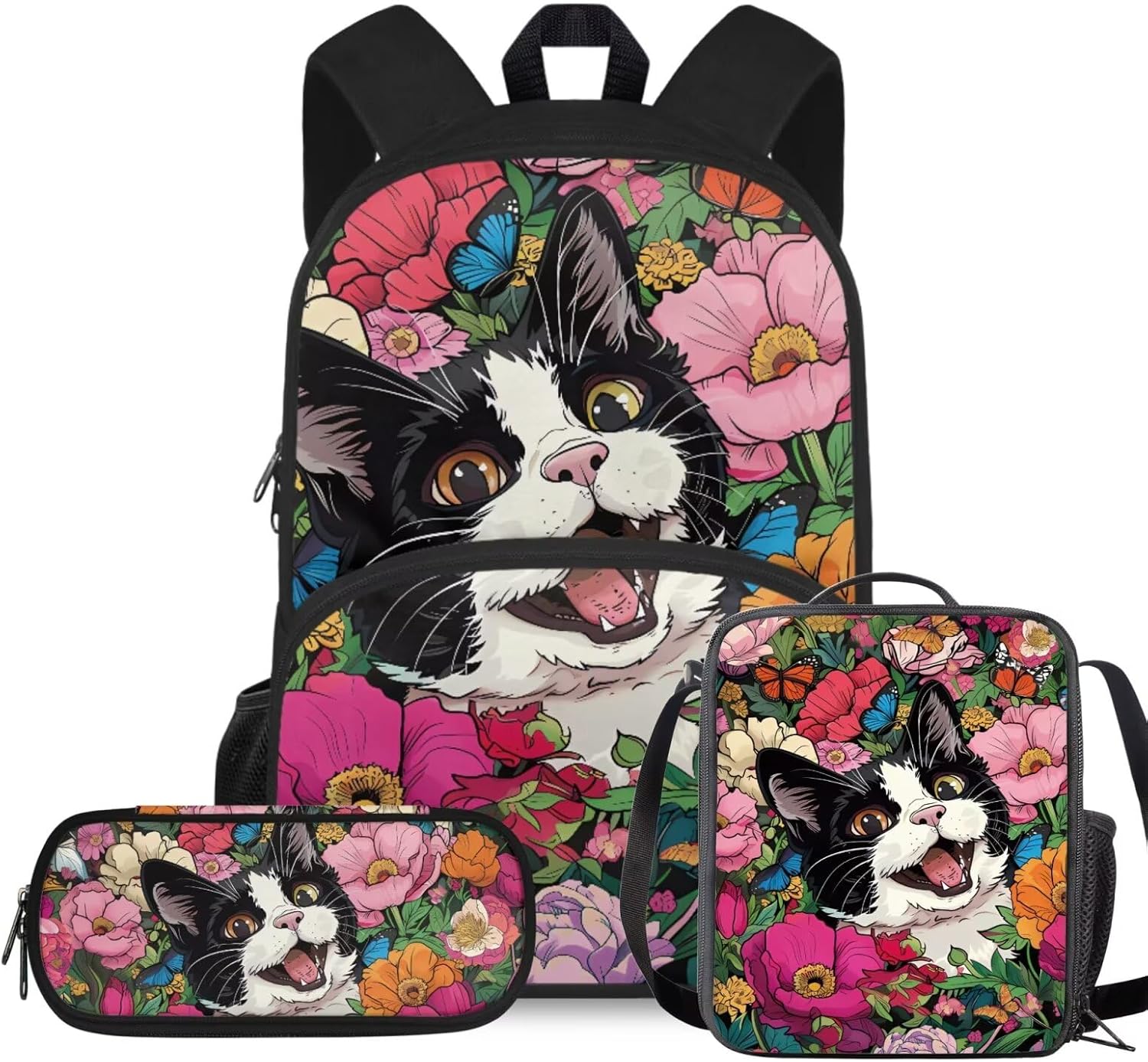 Rshubino Kawaii Cat Bookbag for Girls Mushroom Backpack for School 3 Pcs Girls School Bag with Lunch Bag for Toddler Casual Travel Daypack Rucksack - Image 15