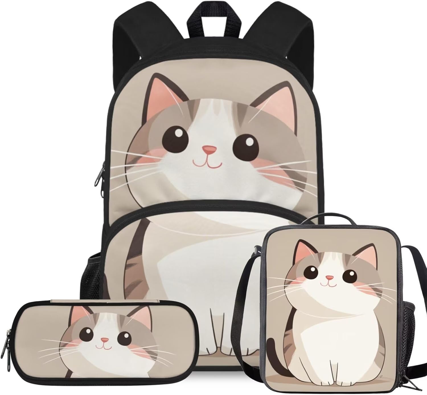 Rshubino Kawaii Cat Bookbag for Girls Mushroom Backpack for School 3 Pcs Girls School Bag with Lunch Bag for Toddler Casual Travel Daypack Rucksack - Image 27