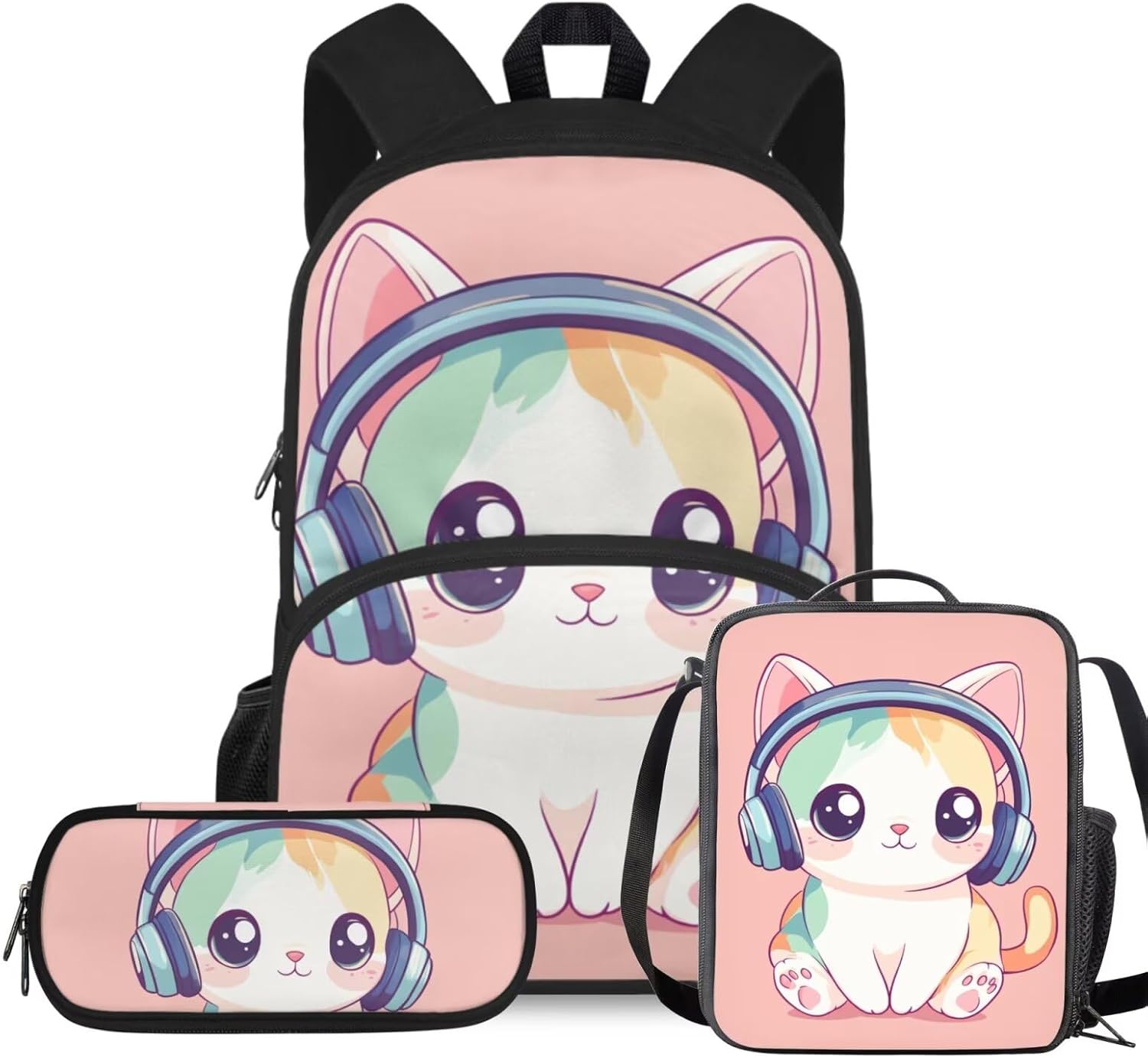 Rshubino Kawaii Cat Bookbag for Girls Mushroom Backpack for School 3 Pcs Girls School Bag with Lunch Bag for Toddler Casual Travel Daypack Rucksack - Image 28
