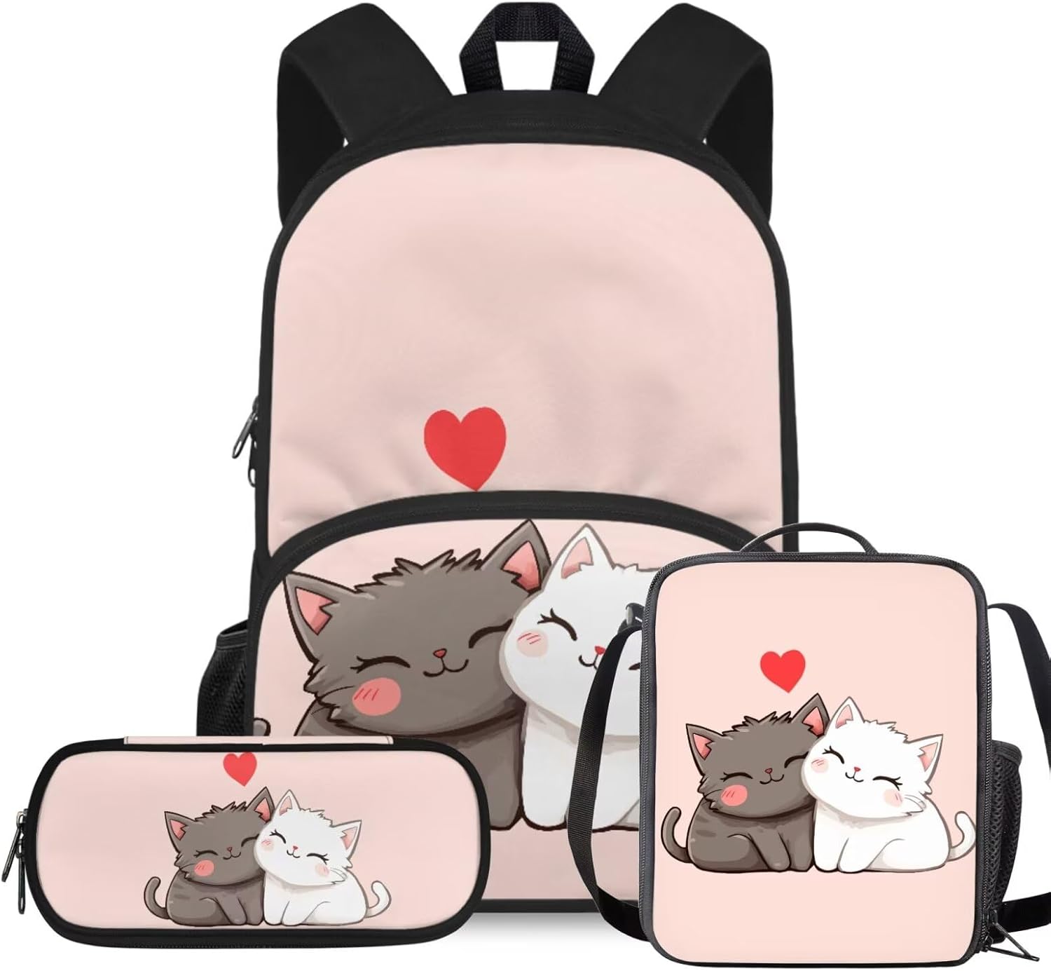 Rshubino Kawaii Cat Bookbag for Girls Mushroom Backpack for School 3 Pcs Girls School Bag with Lunch Bag for Toddler Casual Travel Daypack Rucksack - Image 21