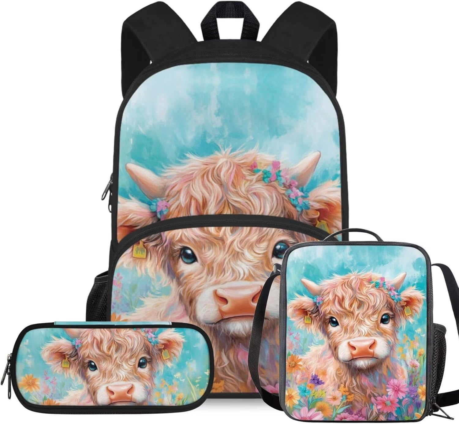 Rshubino Kawaii Cat Bookbag for Girls Mushroom Backpack for School 3 Pcs Girls School Bag with Lunch Bag for Toddler Casual Travel Daypack Rucksack - Image 12