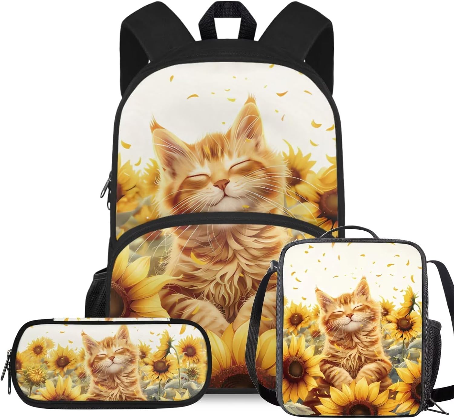 Rshubino Kawaii Cat Bookbag for Girls Mushroom Backpack for School 3 Pcs Girls School Bag with Lunch Bag for Toddler Casual Travel Daypack Rucksack - Image 16