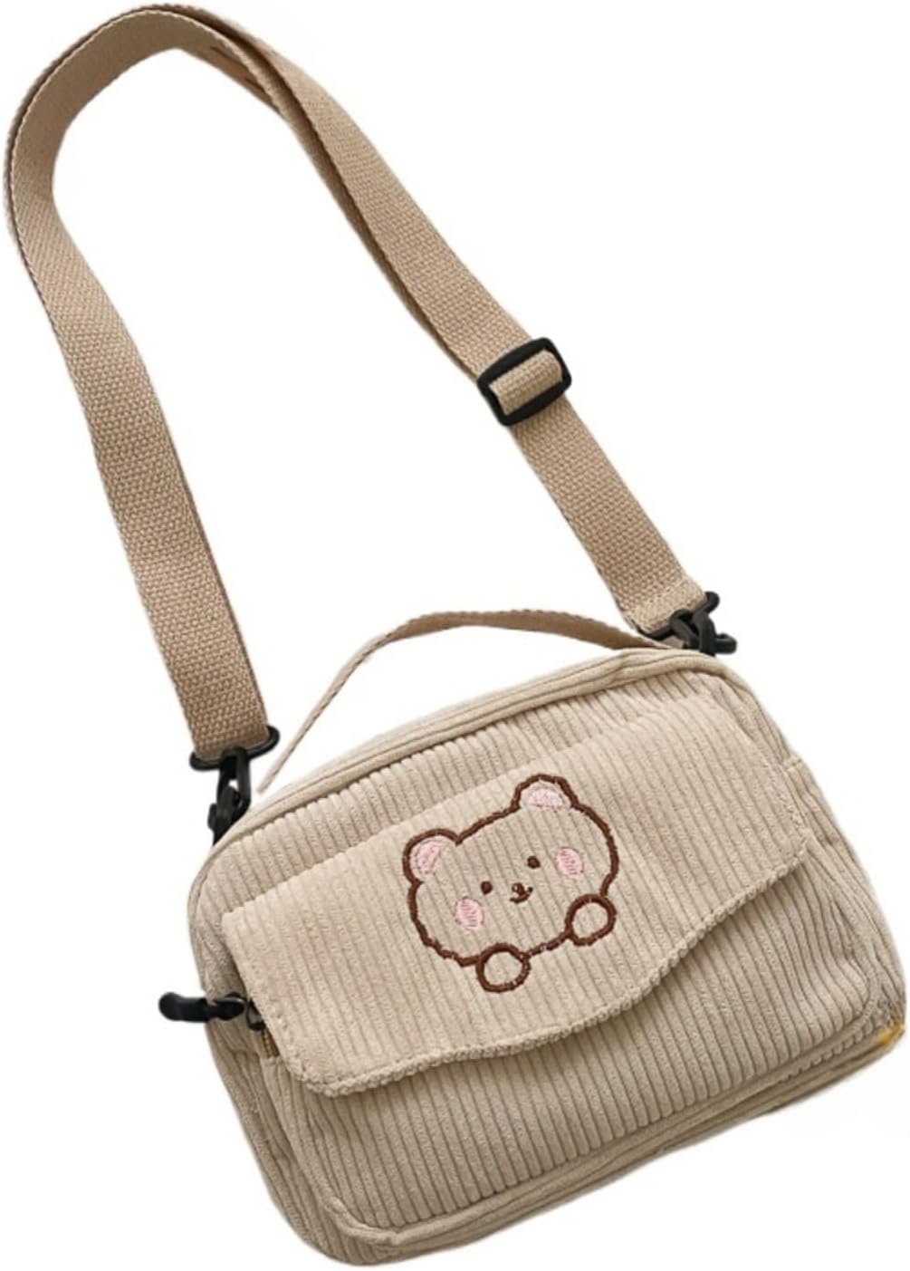 SimplCharm Corduroy Crossbody Bag for Women Cute Bear Patterned Crossbody Bag Kawaii Purse Bag - Image 8