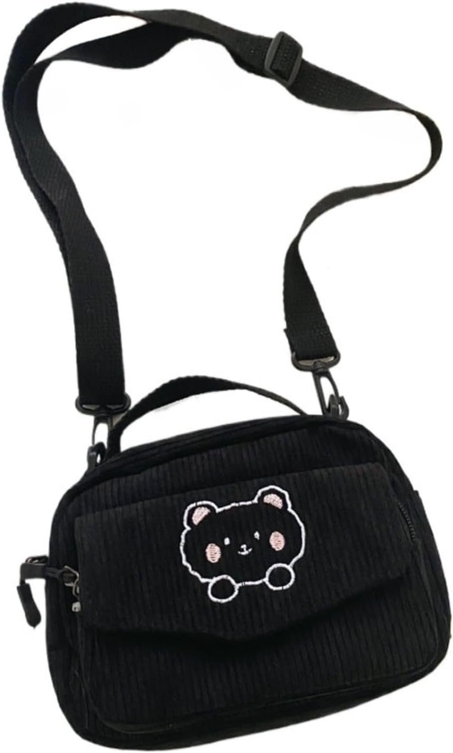 SimplCharm Corduroy Crossbody Bag for Women Cute Bear Patterned Crossbody Bag Kawaii Purse Bag - Image 9