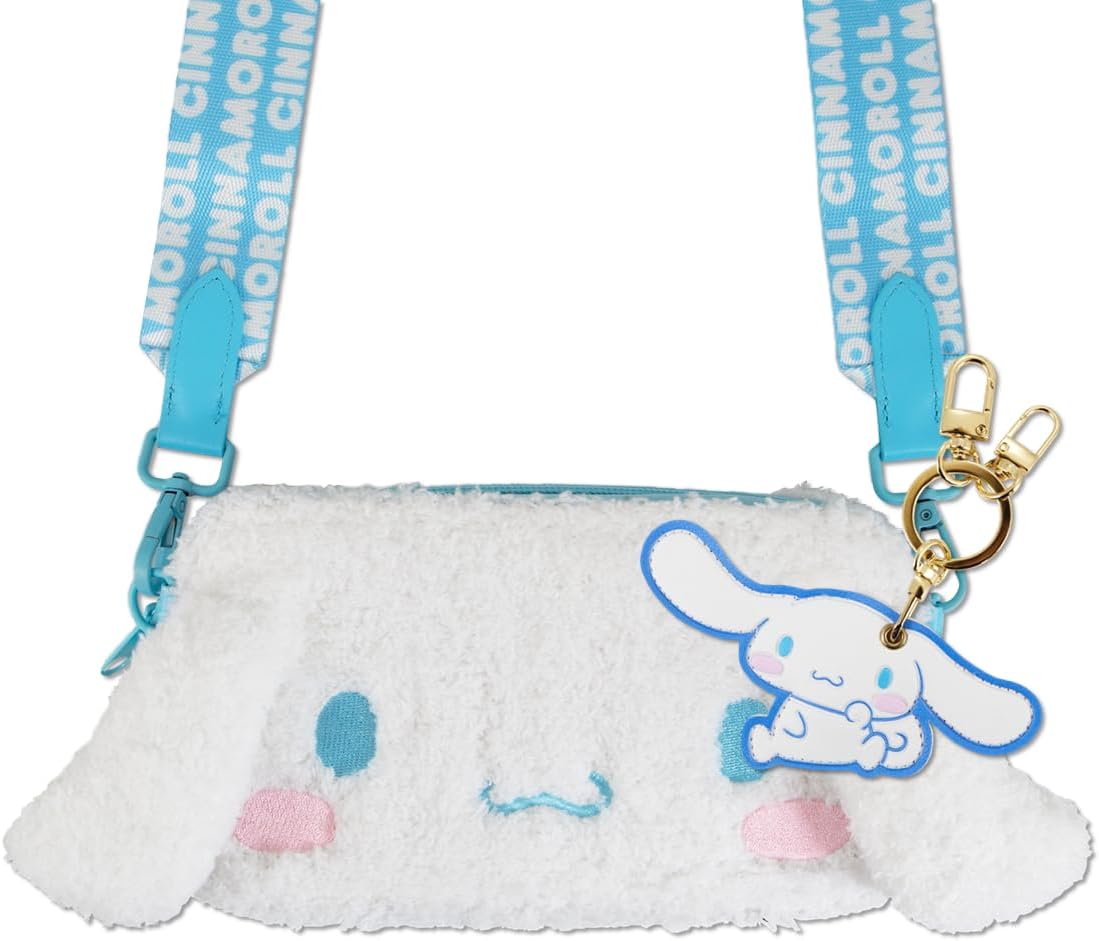 Sonix x Sanrio Plush Phone Wallet - Fuzzy Character Crossbody Bag (Cinnamoroll) + AirTag Keychain Cover (Cinnamoroll)