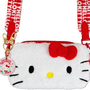 Sonix x Sanrio Plush Phone Wallet - Fuzzy Character Crossbody Bag (Hello Kitty) + AirTag Keychain Cover (Floral Hello Kitty)