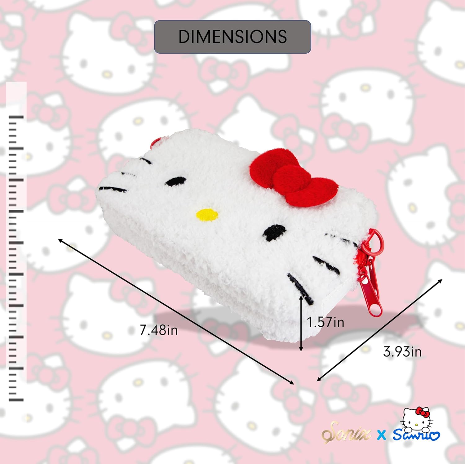 Sonix x Sanrio Plush Phone Wallet - Fuzzy Character Crossbody Bag (Hello Kitty) + AirTag Keychain Cover (Hello Kitty) - Image 8