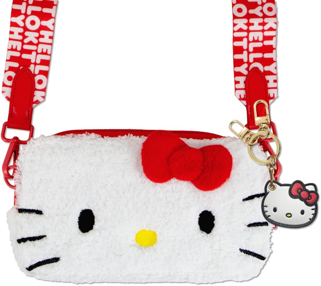 Sonix x Sanrio Plush Phone Wallet - Fuzzy Character Crossbody Bag (Hello Kitty) + AirTag Keychain Cover (Hello Kitty)
