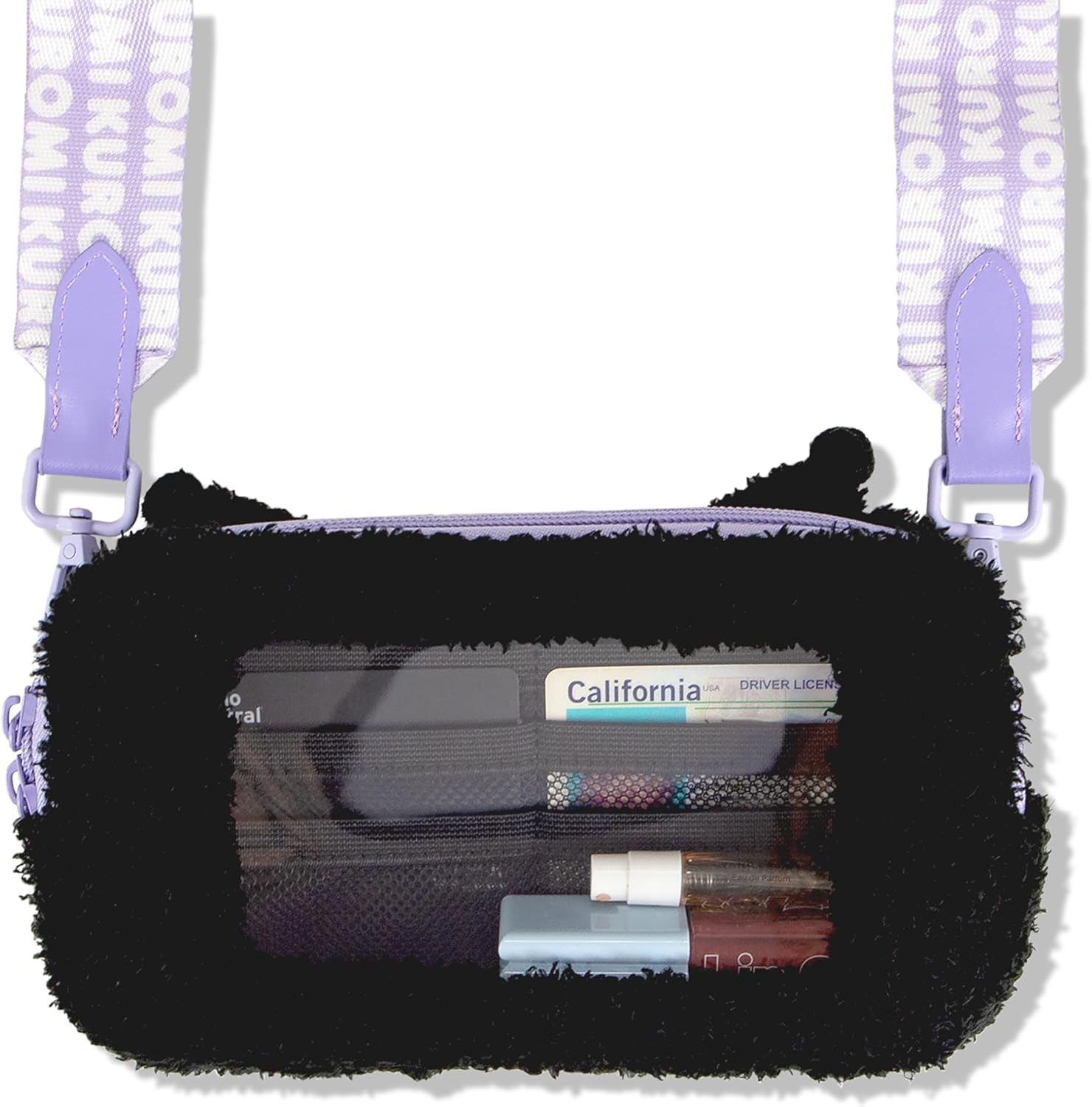 Sonix x Sanrio Plush Phone Wallet - Fuzzy Character Crossbody Bag (Kuromi) + AirTag Keychain Cover (College Letters Kuromi) - Image 4