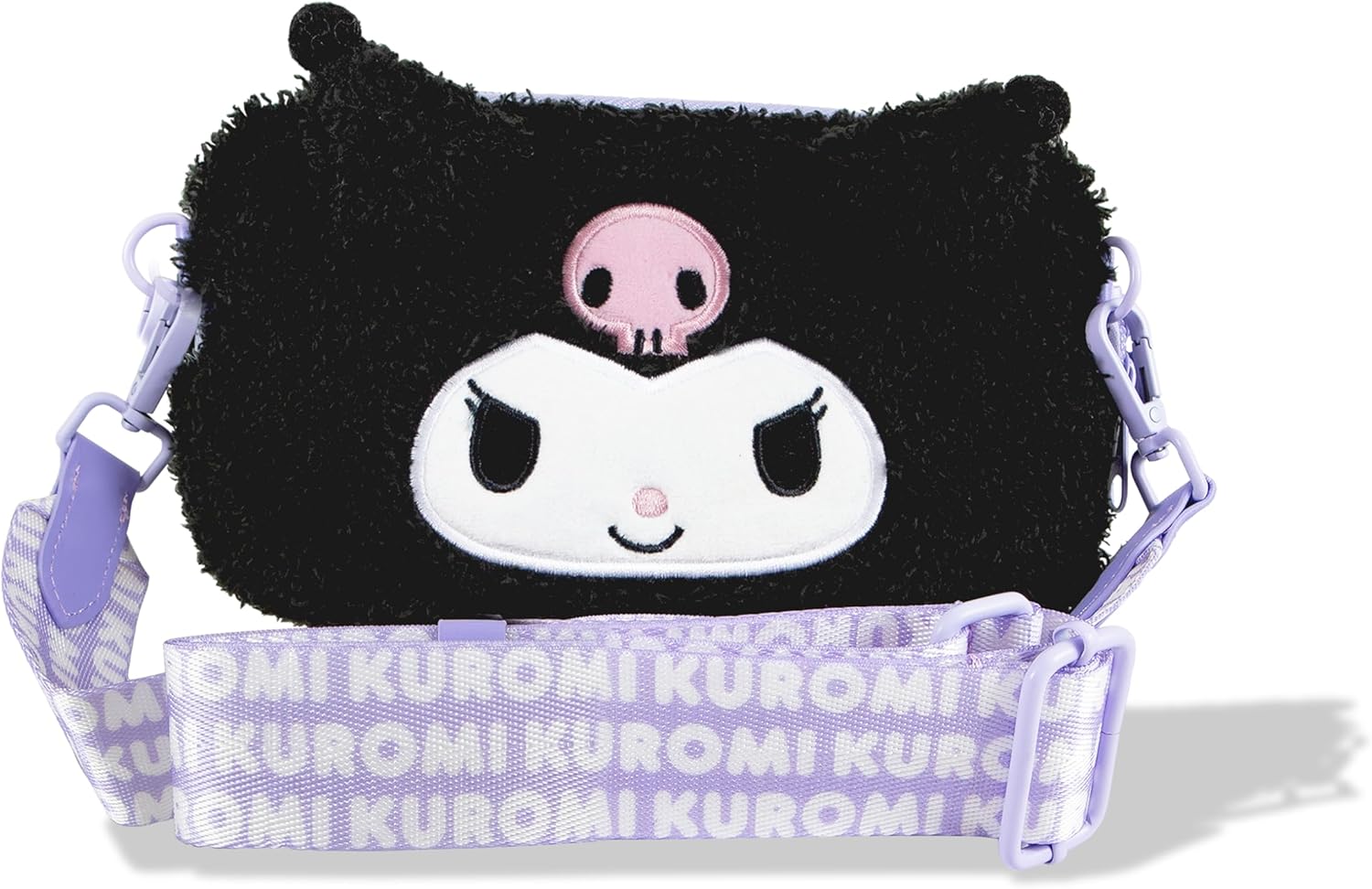 Sonix x Sanrio Plush Phone Wallet - Fuzzy Character Crossbody Bag (Kuromi) + AirTag Keychain Cover (Floral Kuromi) - Image 2