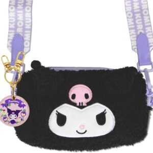 Sonix x Sanrio Plush Phone Wallet - Fuzzy Character Crossbody Bag (Kuromi) + AirTag Keychain Cover (Floral Kuromi)