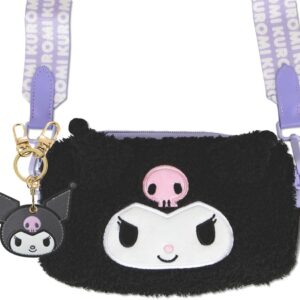 Sonix x Sanrio Plush Phone Wallet - Fuzzy Character Crossbody Bag (Kuromi) + AirTag Keychain Cover (Kuromi)