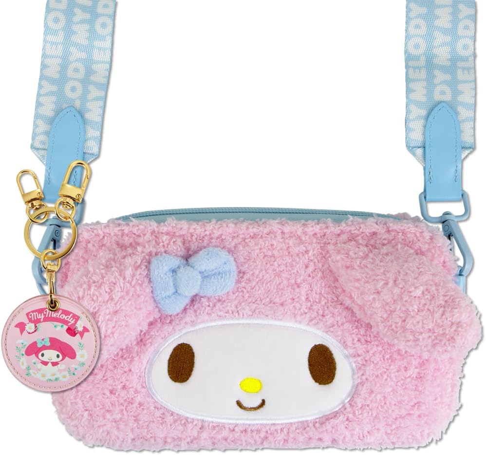 Sonix x Sanrio Plush Phone Wallet - Fuzzy Character Crossbody Bag (My Melody) + AirTag Keychain Cover (Floral My Melody)