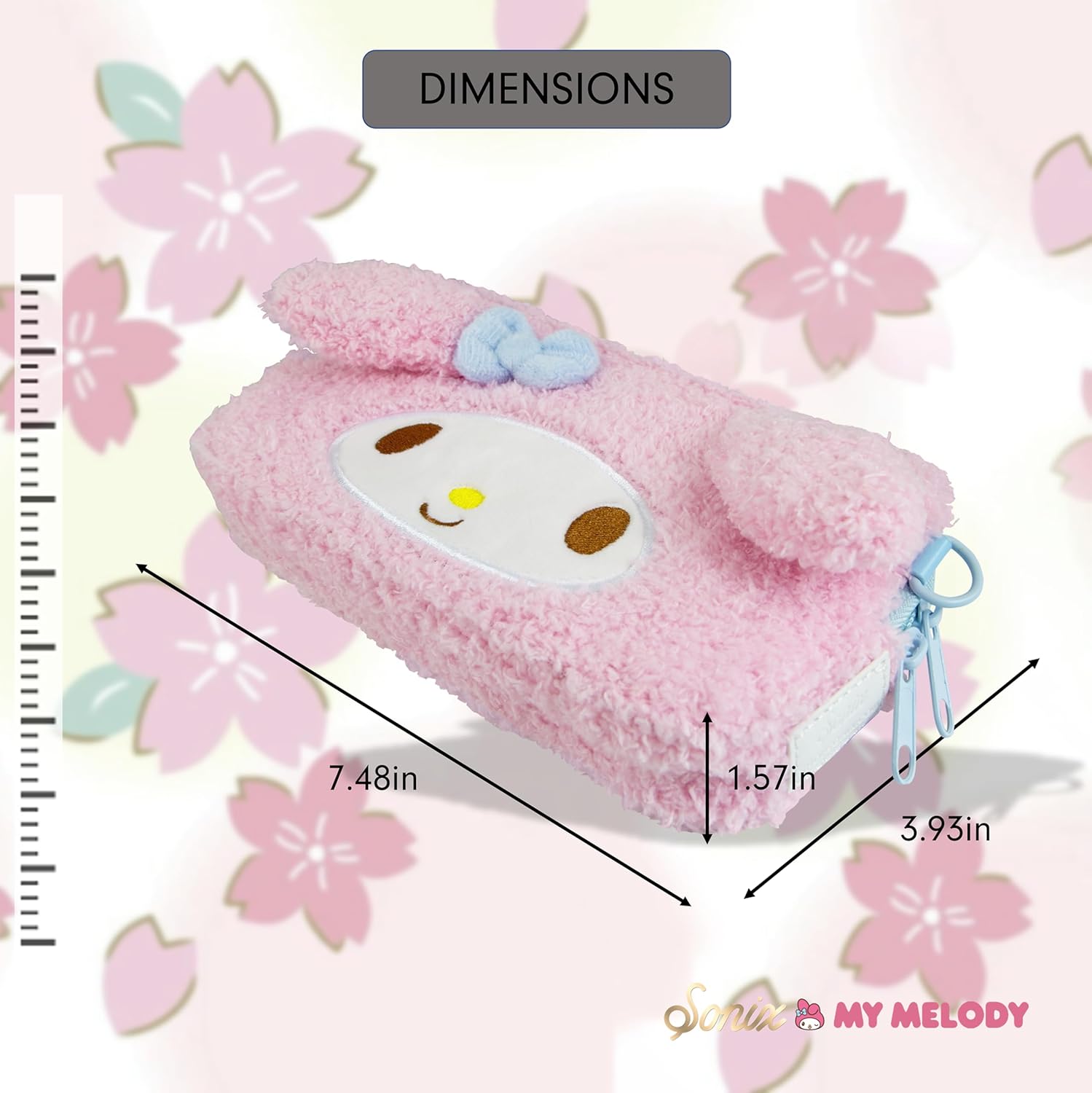 Sonix x Sanrio Plush Phone Wallet - Fuzzy Character Crossbody Bag (My Melody) + AirTag Keychain Cover (My Melody) - Image 8